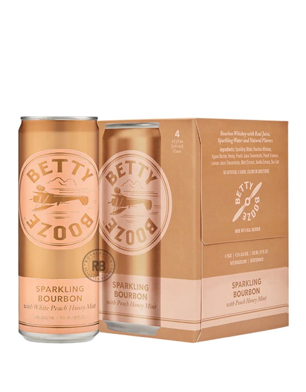 Betty Booze Sparkling Bourbon Peach Honey Mint 4 Pack x 355ml
