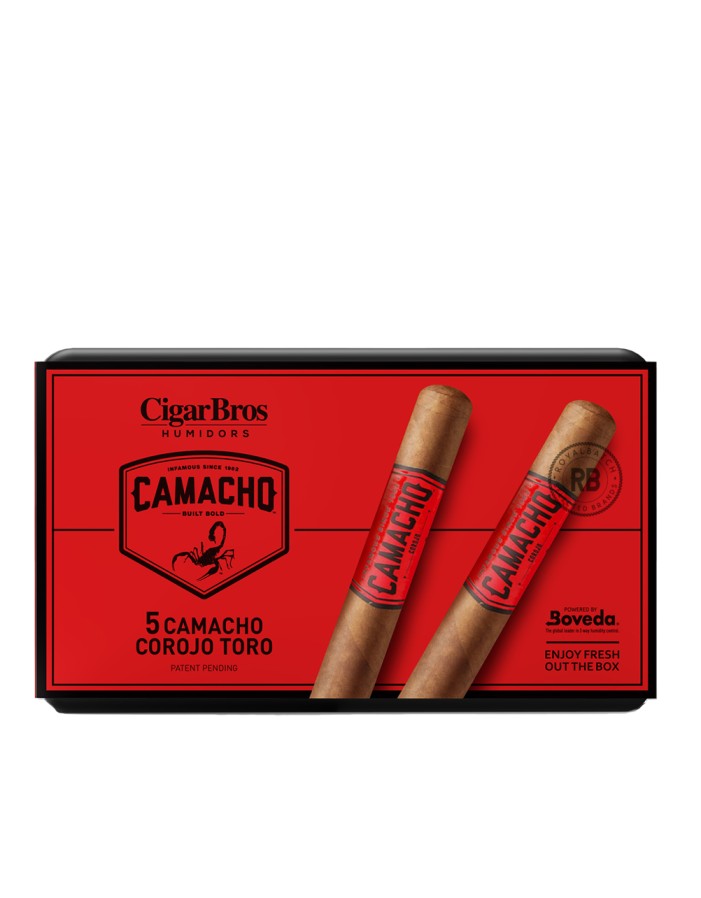 Camacho Corojo Toro 5 Pack Cigars with Humidor by CigarBros