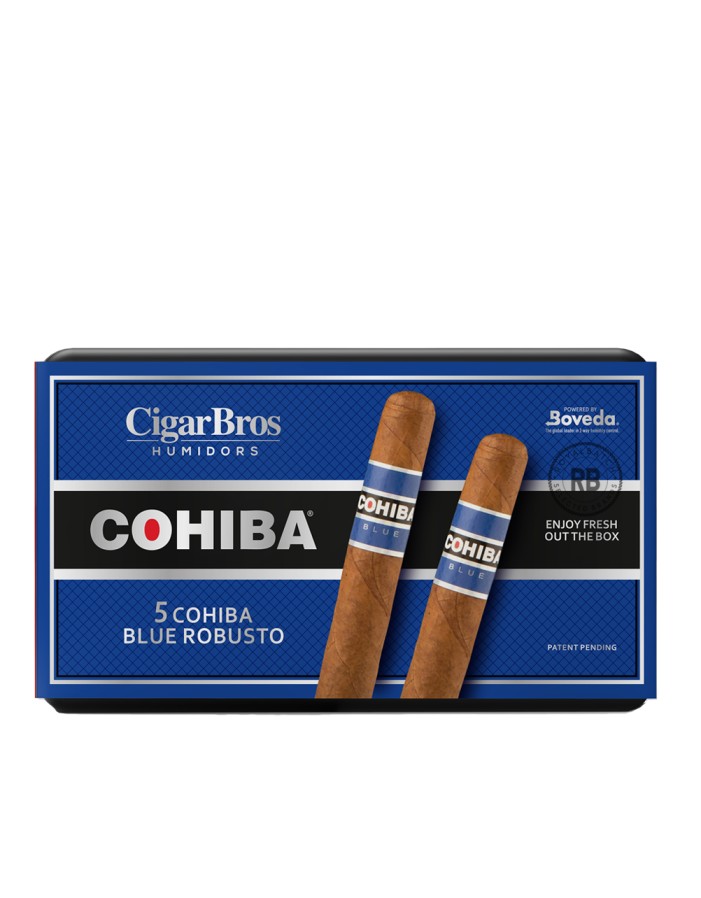 Cohiba Blue Robusto 5 Pack Cigars with Humidor by CigarBros