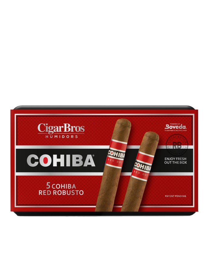 Cohiba Red Robusto 5 Pack Cigars with Humidor by CigarBros