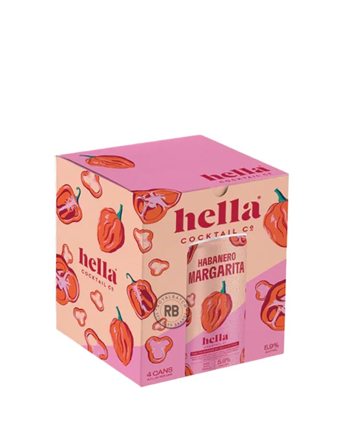Hella Cocktail Co. Habanero Margarita Canned Cocktails 4 Pack x 355 ml