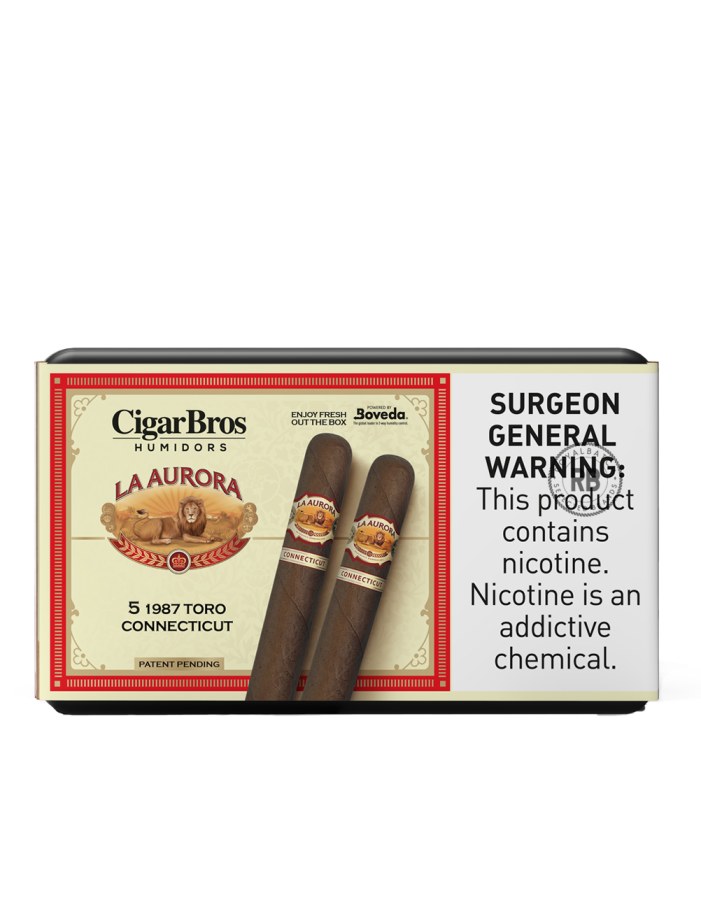 La Aurora 1987 Toro Connecticut 5 Pack Cigars with Humidor by CigarBros