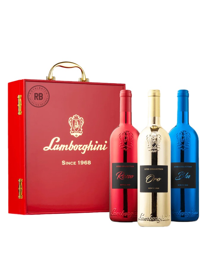 Lamborghini Luxe Red Collection Wine Gift Set (ROSSO, BLU, ORO) 3 Pack x 750ml