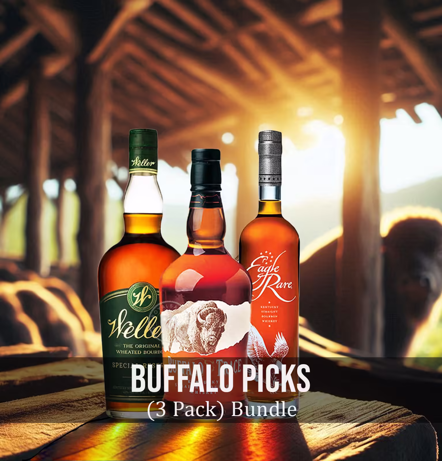 Weller Special Reserve + Buffalo Trace Bourbon + Eagle Rare Bourbon (3 Pack) x 750ml Bundle #112