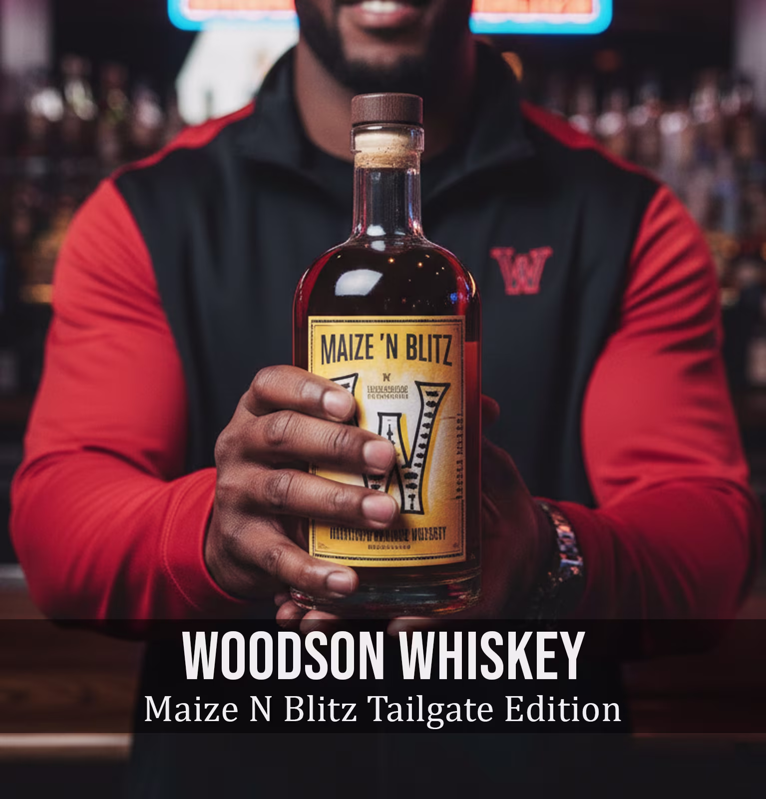 Woodson Maize N Blitz Tailgate Edition Cinnamon Flavored Whiskey