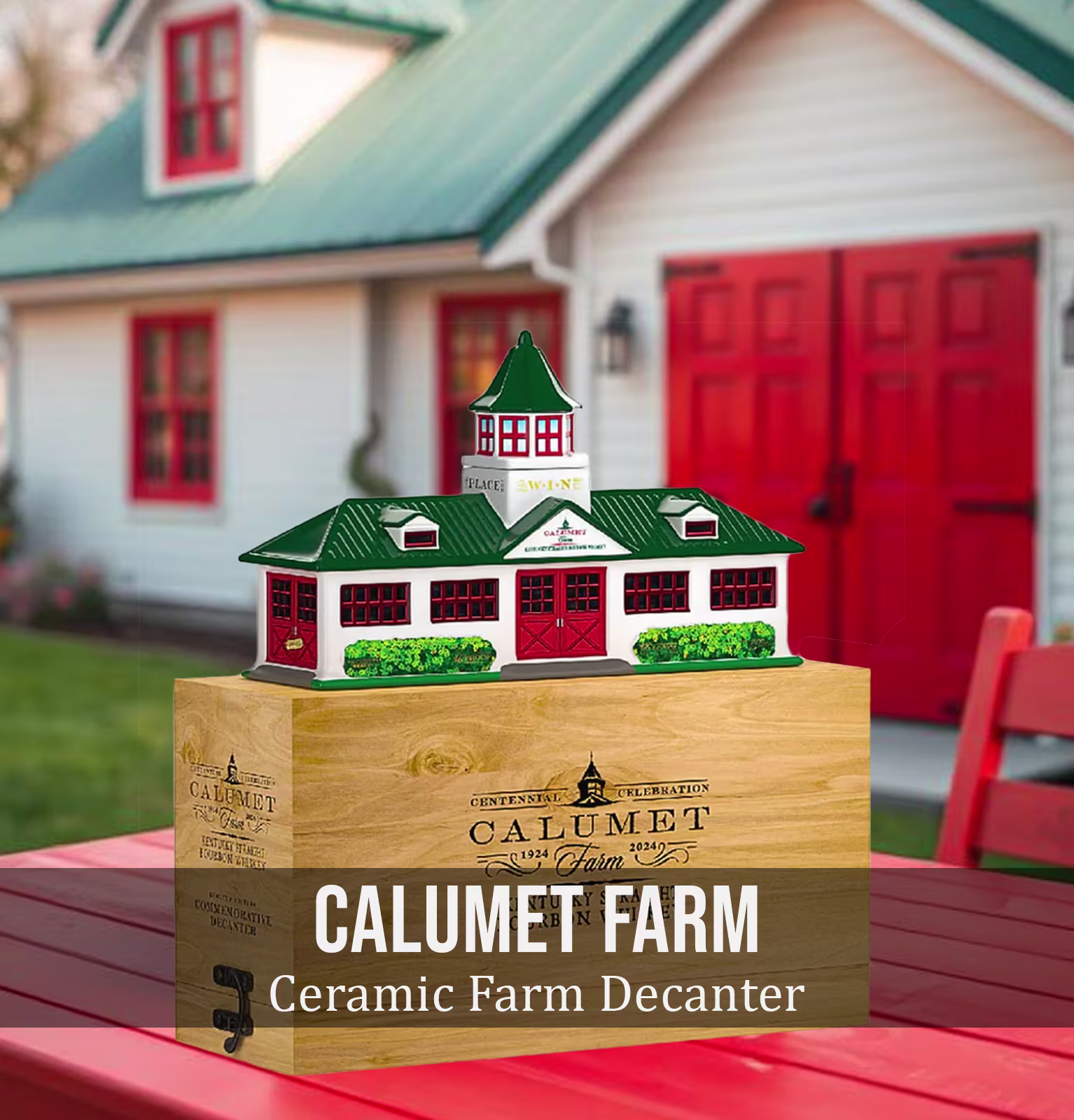 Calumet Farm Bourbon Ceramic Farm Decanter 100th Anniversary Release