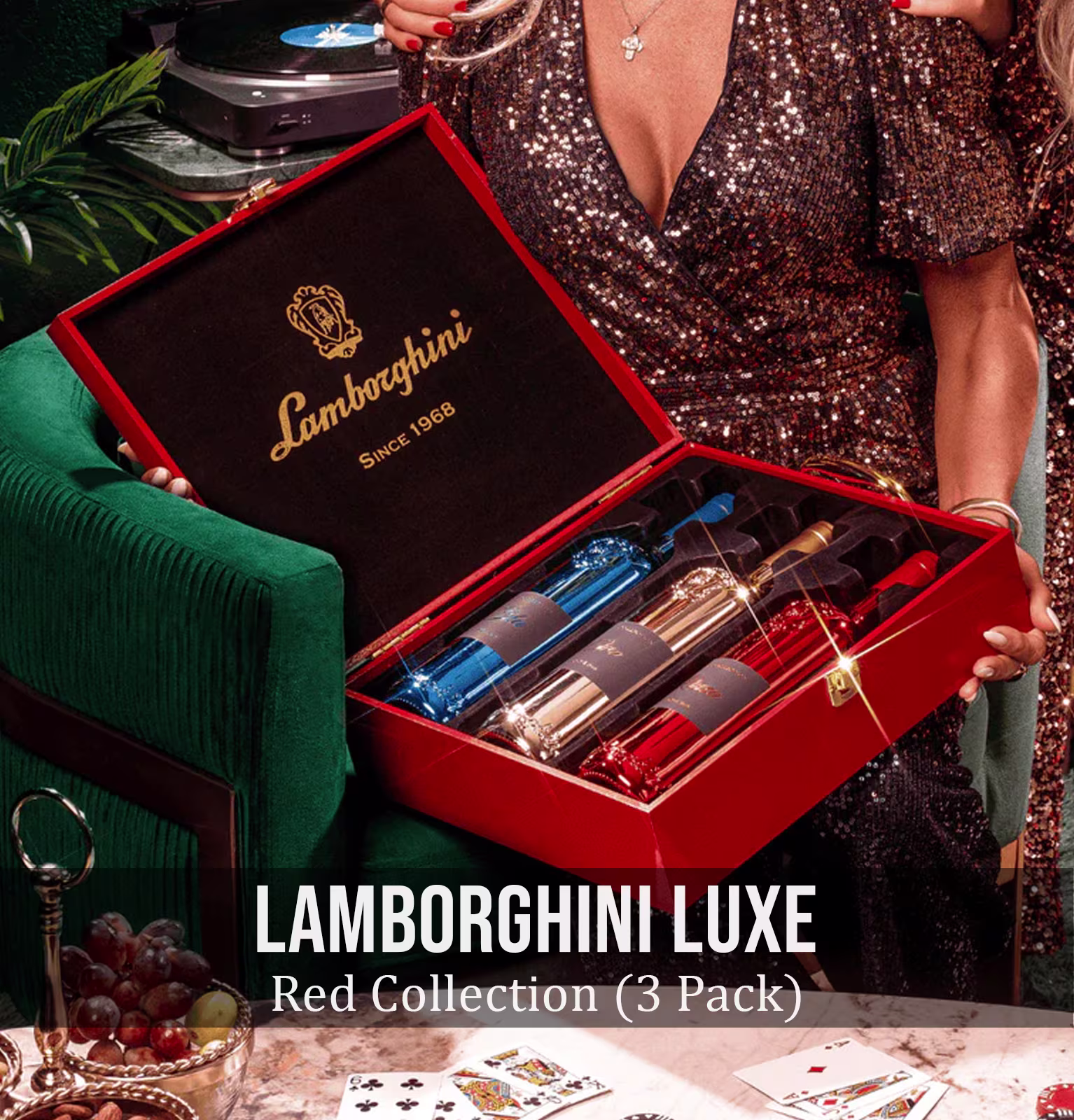 Lamborghini Luxe Red Collection Wine Gift Set (ROSSO, BLU, ORO) 3 Pack x 750ml